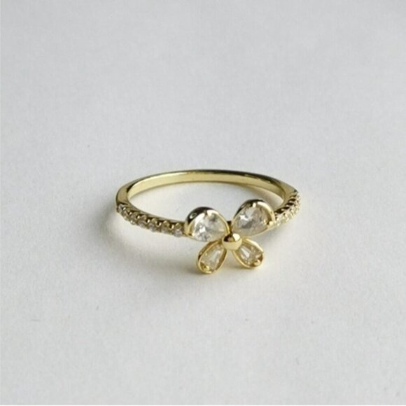 Butterfly Ring in CZ and Sterling Silver 14k gold overlay size 6 🆕 - Picture 6 of 7